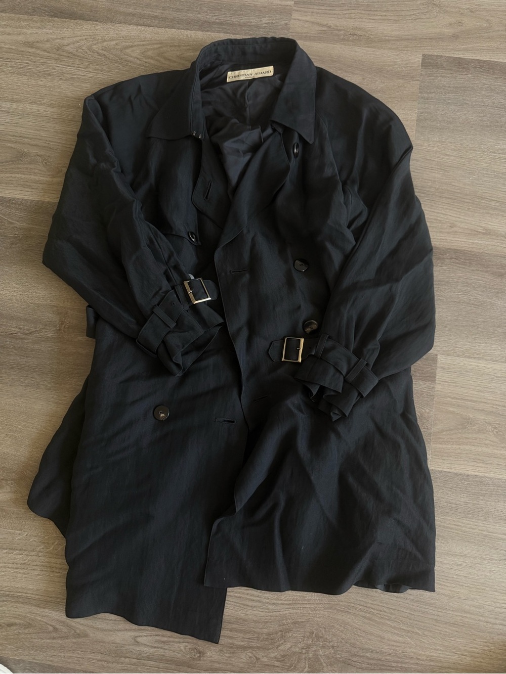 Vintage Black Trench Coat Christian Aujard
